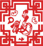 红色剪纸新年福字