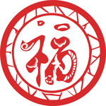 红色剪纸新年福字圆形