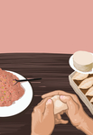 卡通室内包饺子
