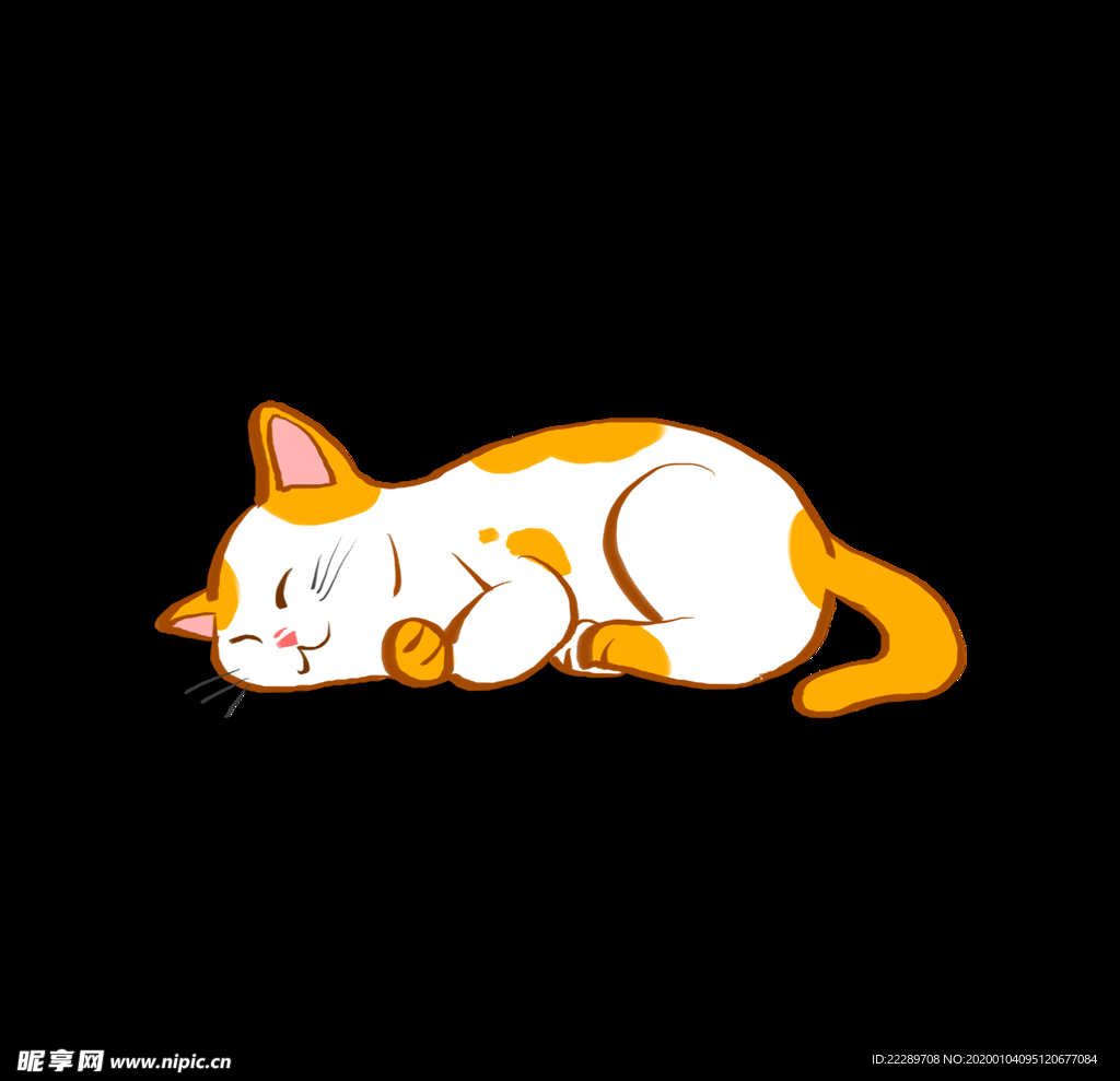 卡通手绘小猫睡觉