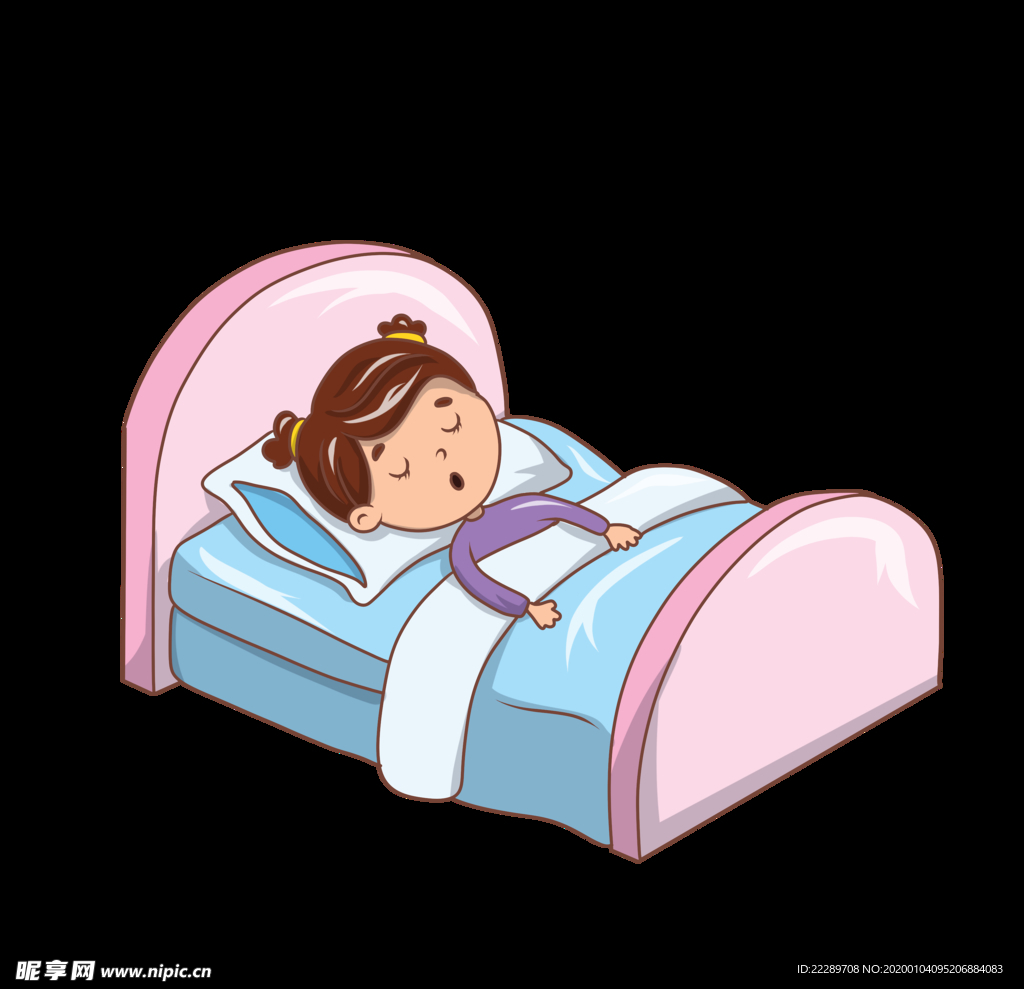 卡通小朋友睡觉