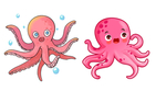 卡通海洋生物可爱章鱼