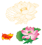 彩色 荷花 矢量  小猪