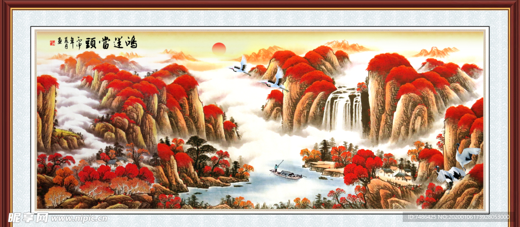 鸿运当头客厅挂画素材
