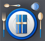 精美蓝色餐具设计矢量图片