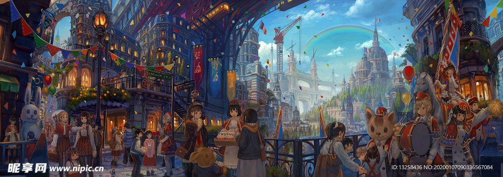 彩色人物动漫插画背景