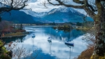 群山湖水天空云彩风景