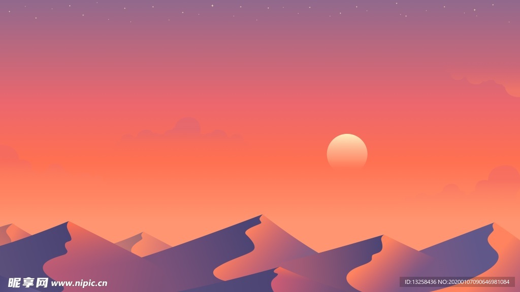 彩色沙漠风景插画背景