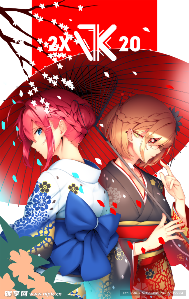彩色人物动漫插画背景