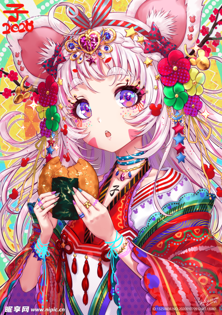 彩色人物插画动漫背景