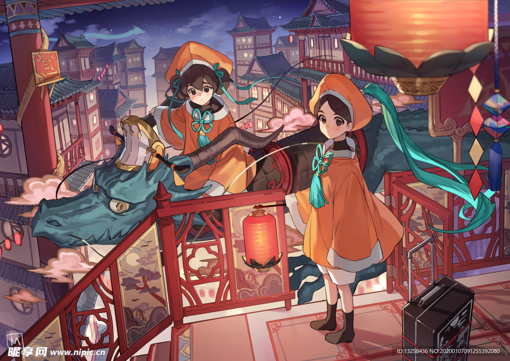彩色人物插画动漫背景