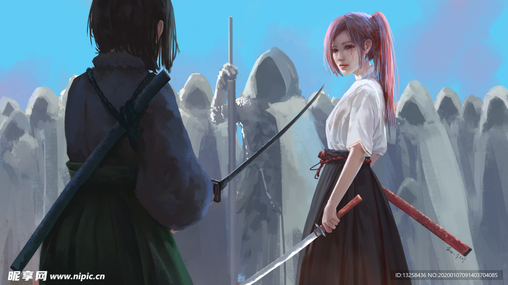 彩色人物插画动漫背景