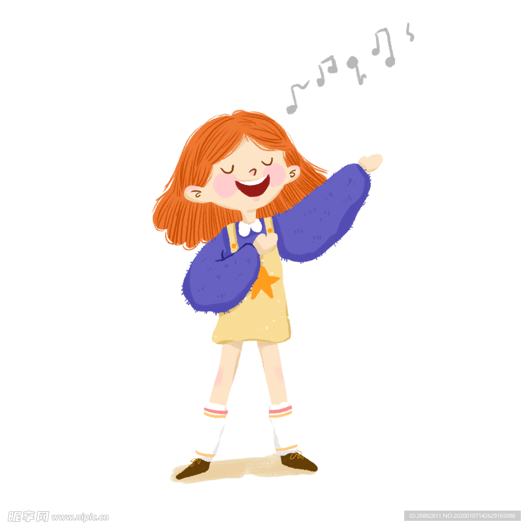彩色创意唱歌可爱女孩
