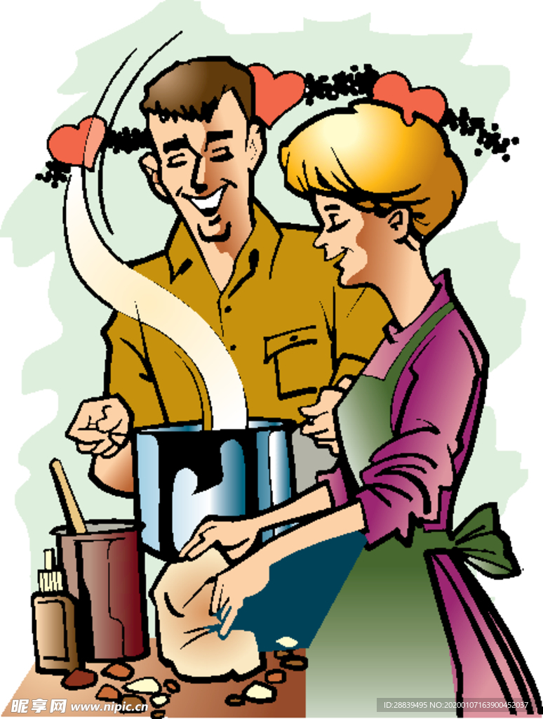 卡通人物在做饭