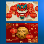 2020鼠年舞狮春节新年矢量