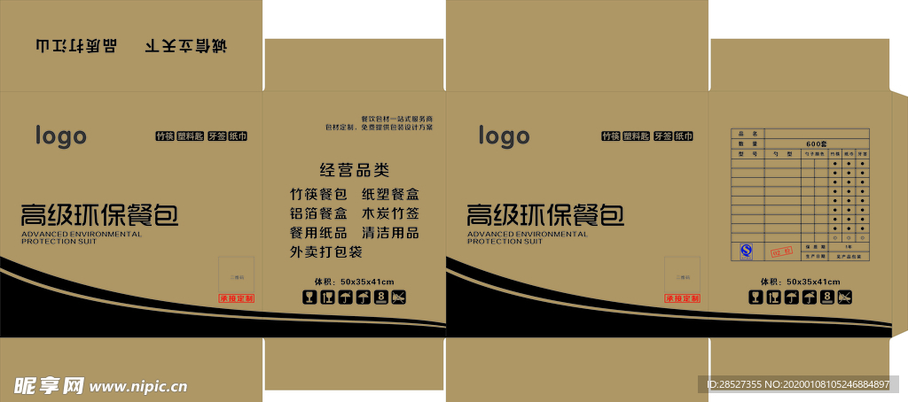包装箱展开图