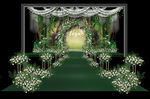 婚礼效果图 绿色 森系手绘婚礼