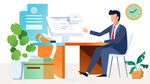 扁平化科技办公插画