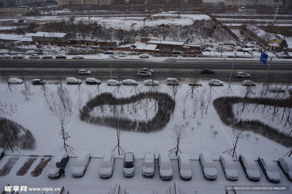 道路旁雪地