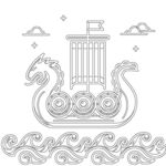 服装数码图案印花龙船端午龙舟
