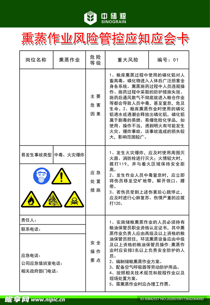 熏蒸作业风险管控应知应会卡