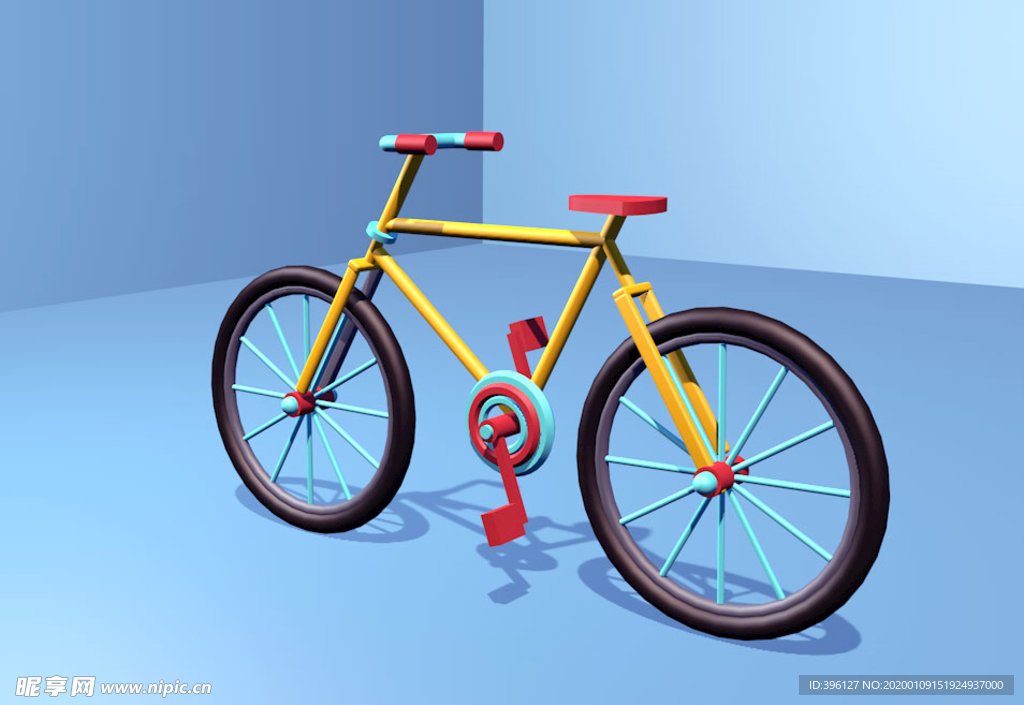 C4D三维自行车建模图