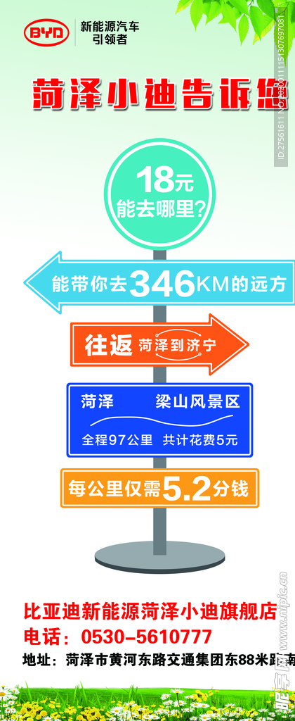 比亚迪指示牌清新展架