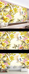 家和富贵玉兰花鸟电视背景墙