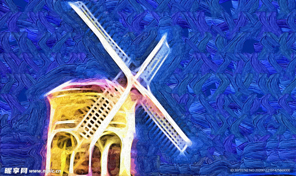 创意抽象几何风车装饰画
