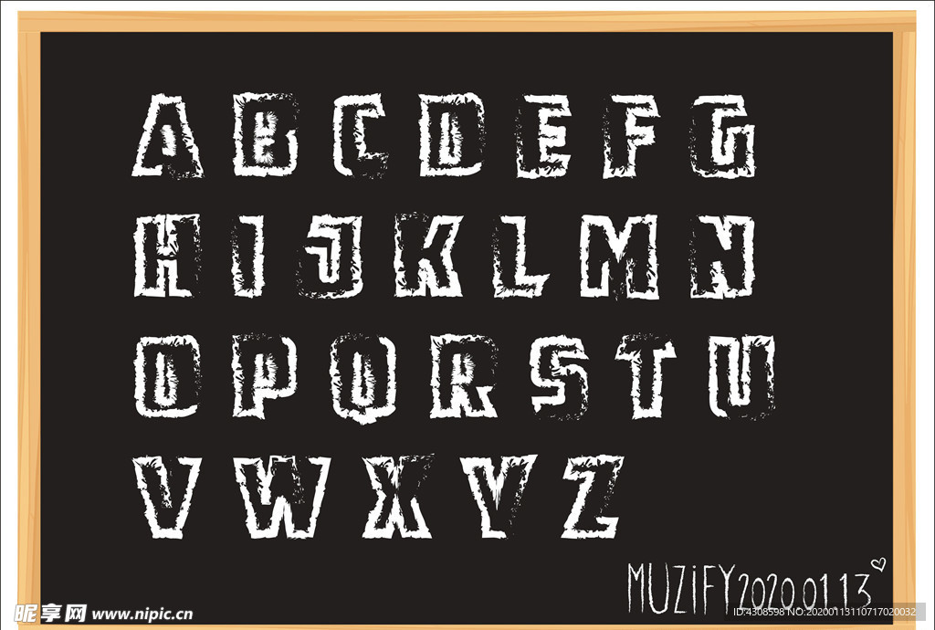 粗体 黑板字 26个英文字母