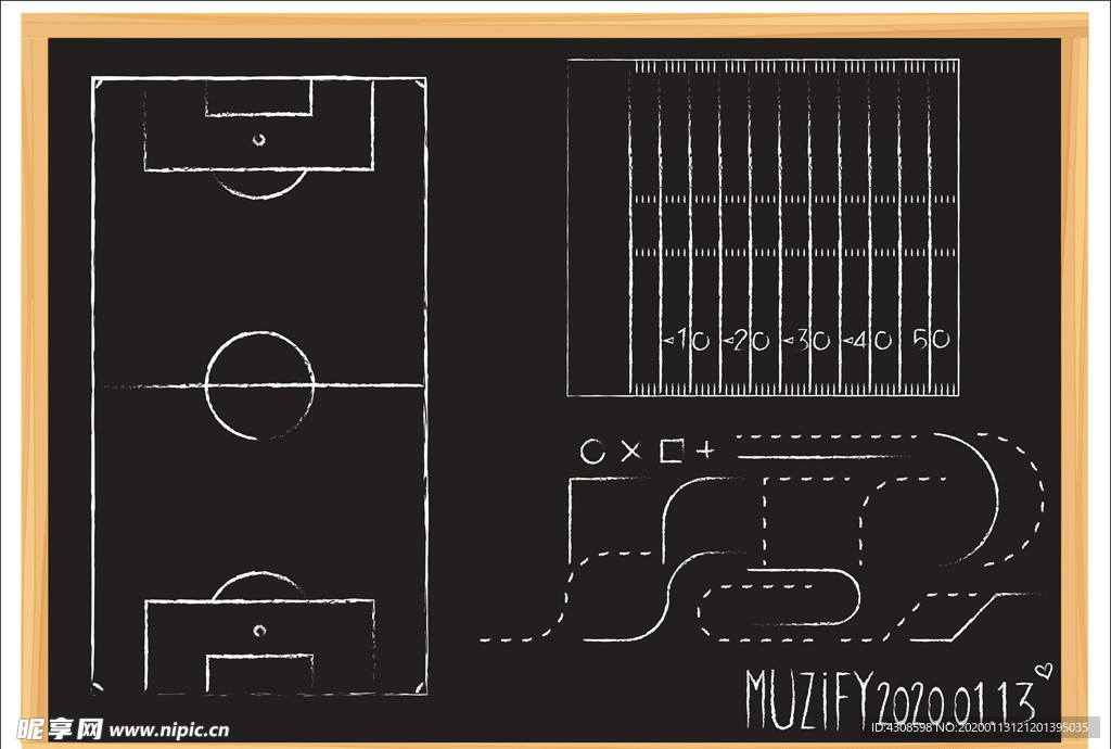足球战术黑板手绘稿
