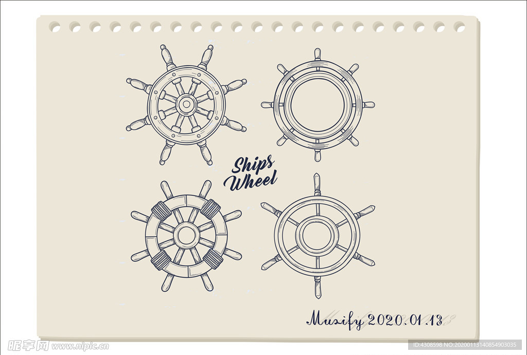 4款船锚手绘稿