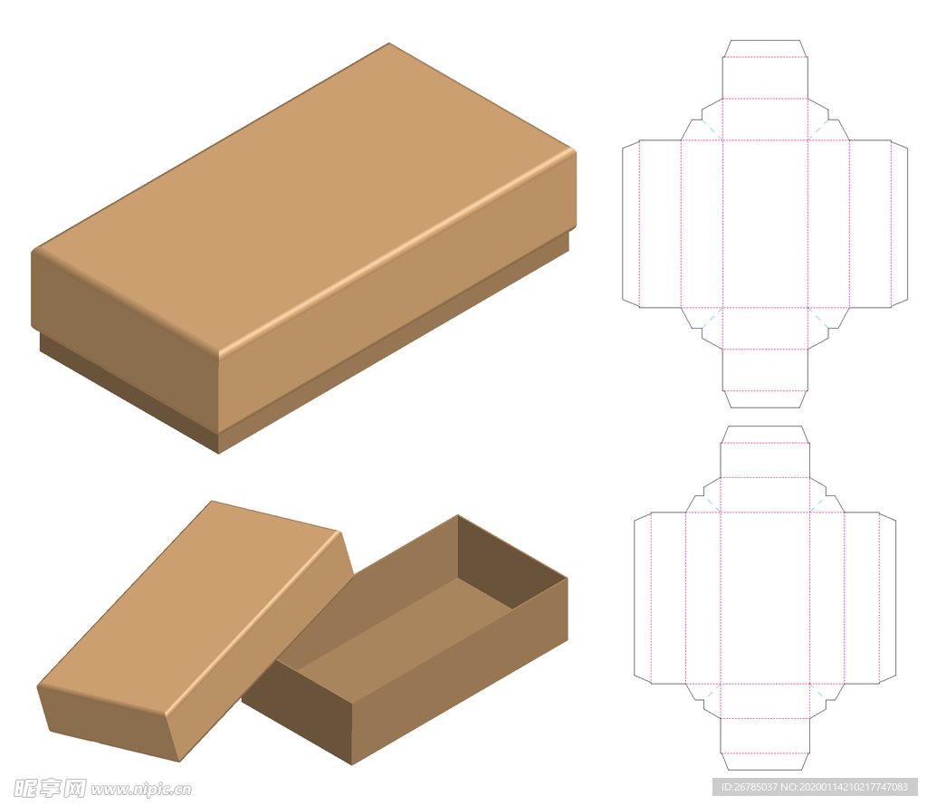 盖子包装盒刀模图设计图