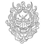 恶魔日式风日本风鬼脸烟火火焰