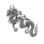 中国龙飞龙线条日式风