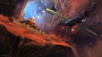 彩色宇宙插画飞机背景