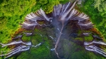 森林瀑布树木河水风景