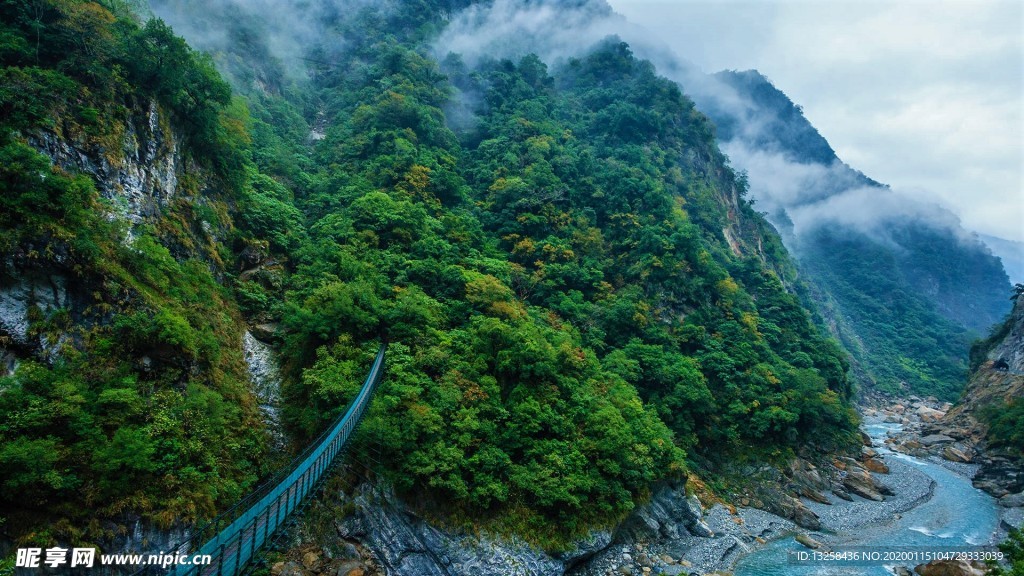 群山河流森林树木风景