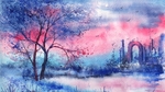 彩色风景插画卡通背景