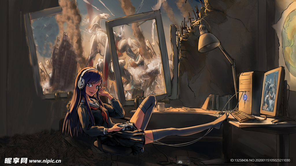 彩色人物动漫插画背景