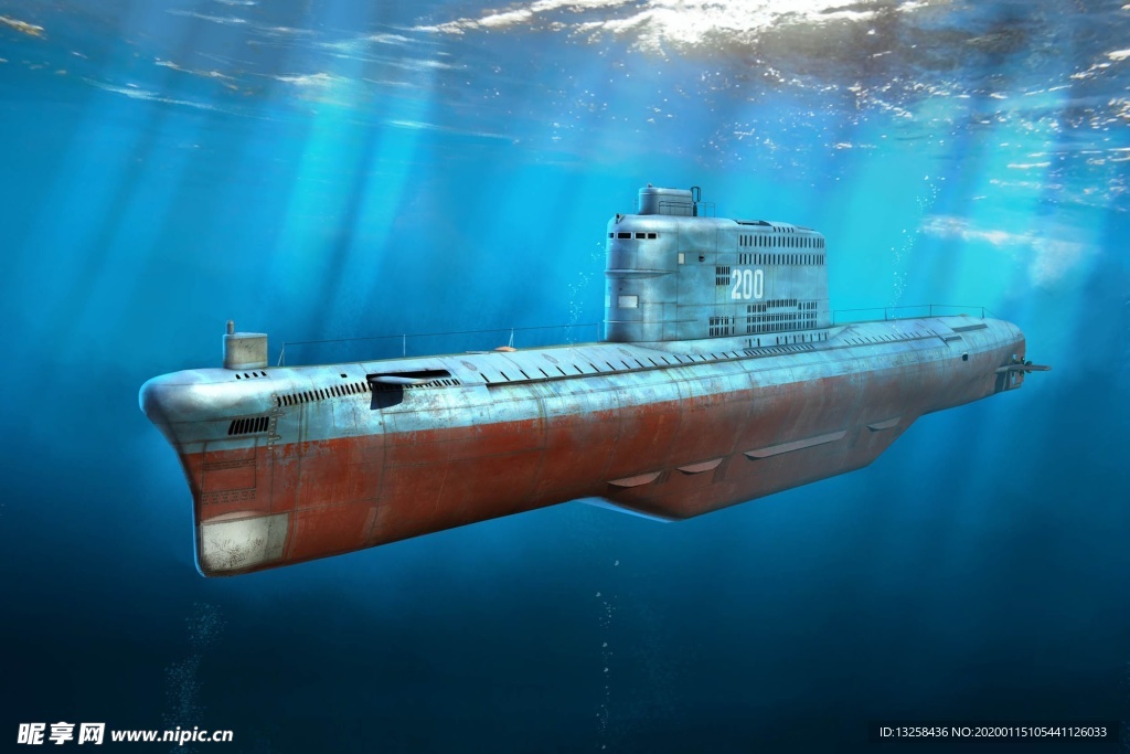 彩色潜水艇插画背景