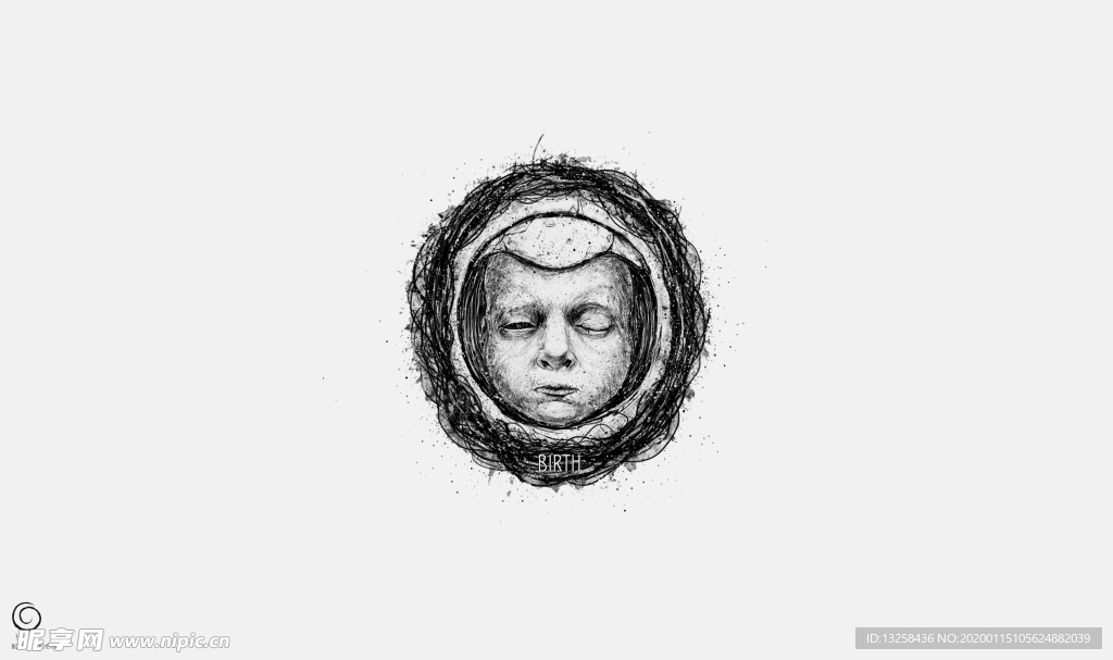 素描插画人物背景