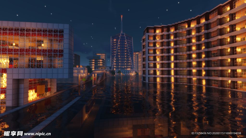 城市高楼大厦夜景灯光