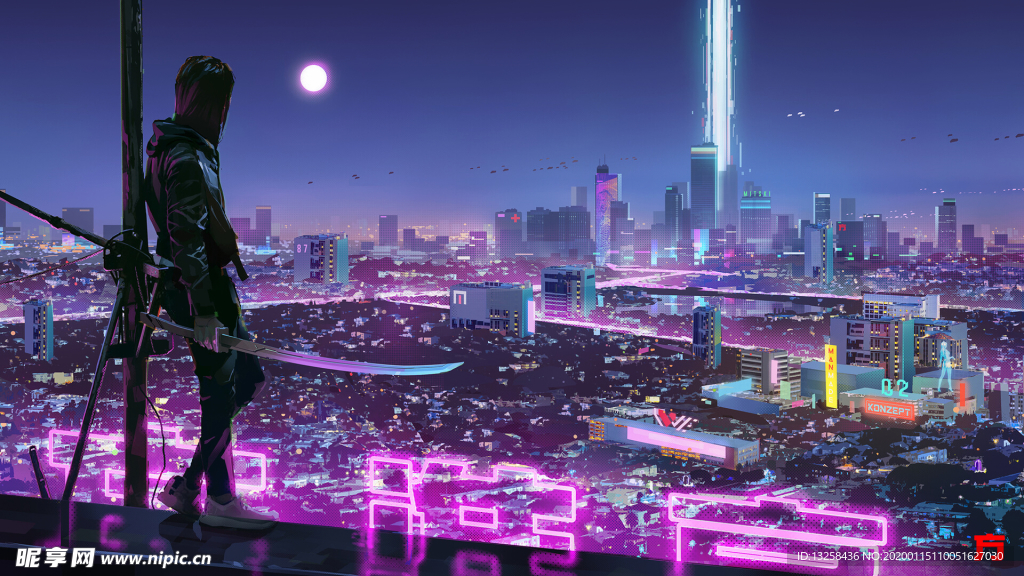 彩色人物动漫插画背景