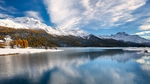 群山天空云彩河流风景