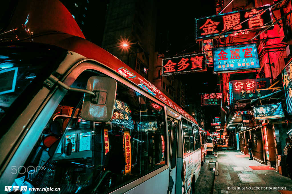 城市夜景灯光街道风景