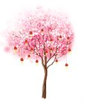透明底桃花树