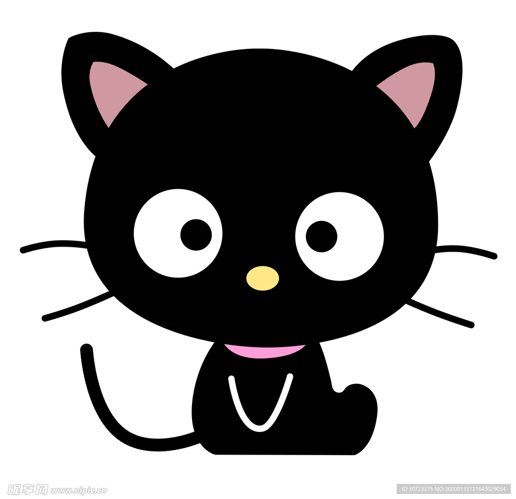 卡通简笔画黑色小猫咪