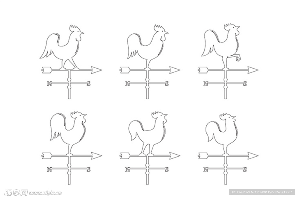 公鸡母鸡风向标标志标识图标底纹