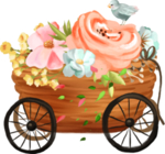 手绘唯美花车